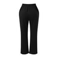 thumbnail image 4 of frariair Straight Leg Pants for Women High Waisted Wide Fashion Drawstring Elastic Trousers Comfy Long With Pockets Black, 4 of 4