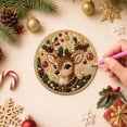 thumbnail image 4 of DIY Diamond Art Painting Christmas Wooden Ornaments Kit (Set of 6), Round Christmas decorations | Special-Shaped Gem & Pearl Hanging Craft Decor with Twine for Holiday Window Christmas Tree Home, 4 of 5