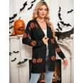 thumbnail image 3 of Halloween Day Cardigan Sweaters for Women V-Neck Open Front Cardigan Pumpkin Ghost Printed Mid-Length Cardigans Shermie, 3 of 6