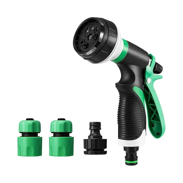 Pistola rociadora para manguera de jardín, patrones ajustables, pistola rociadora para manguera, boquilla rociadora de alta presión, perfecta para regar plantas, lavar autos, duchar mascotas(verde)