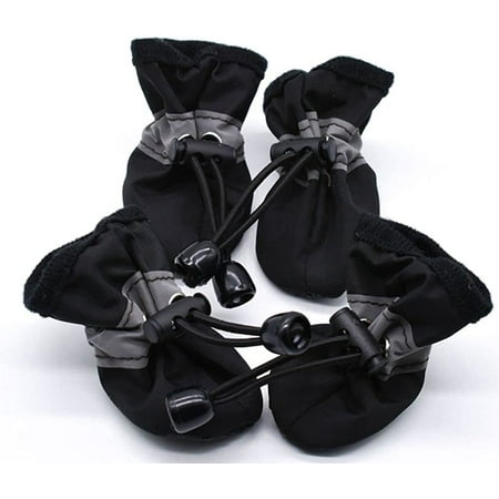 Antiskid 4pcs/1 Set Waterproof Furniture Protection Soft Care of Paw Dog Supplies Dog Boots Paw Protector Pet Shoes(5 Black)