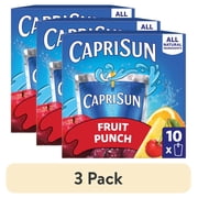 (3 pack) Capri Sun Flavored with Other Natural Flavor Juice Drink Blend, 10 Pouches, for School Lunches and On-the-Go Hydration, Fruit Punch, All Natural Ingredients, 6 fl oz