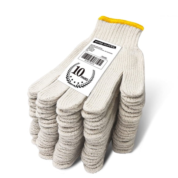 Guantes de trabajo Evridwear tejidos con hilo de algodón para barbacoa, 10 pares