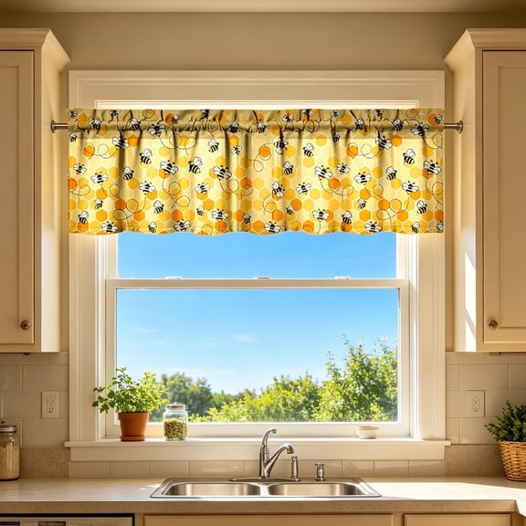 Feledorashia Kitchen Curtains, Window Curtains, 2D Printed Short Panels Washable Decorative Kitchen Window Treatments, Polyester Fabric, Light Filtering, Durable and Easy Care