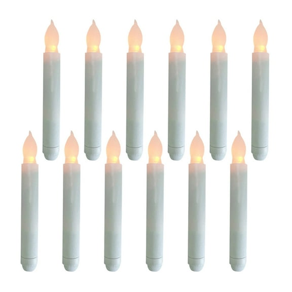 GOOHOCHY Flameless Candle Warm White Plastic 12Pcs 6.5x0.8x0.8in