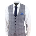 thumbnail image 4 of Mens Marc Darcy 3 Piece Suit Grey Prince Of Wales Blue Check Vintage Retro, 4 of 6