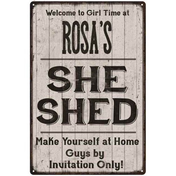 ROSA'S She Shed Sign Lady Cave Gift 12 x 18 Matte Finish Metal 112180082115