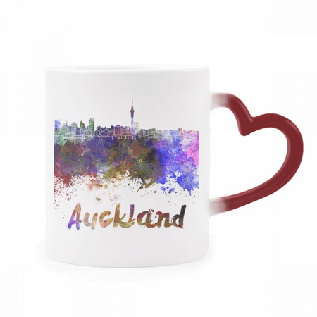 

Auckland New Zealand City Watercolor Heat Sensitive Mug Red Color Changing Stoneware Cup
