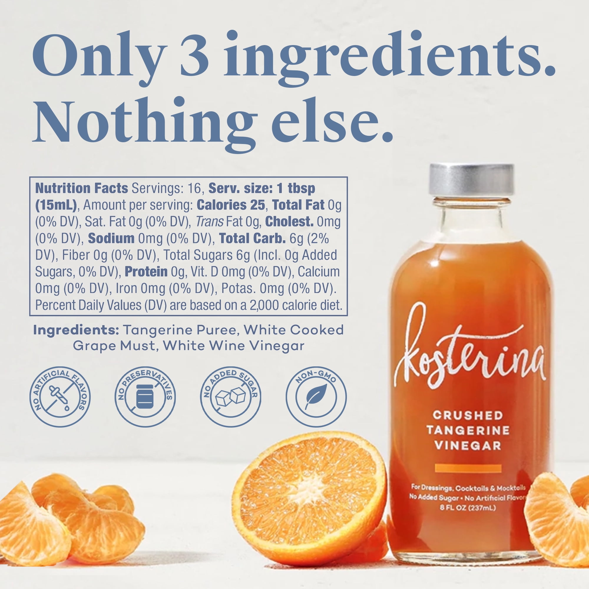(6 pack) Kosterina Crushed Tangerine Vinegar, 8 fl oz