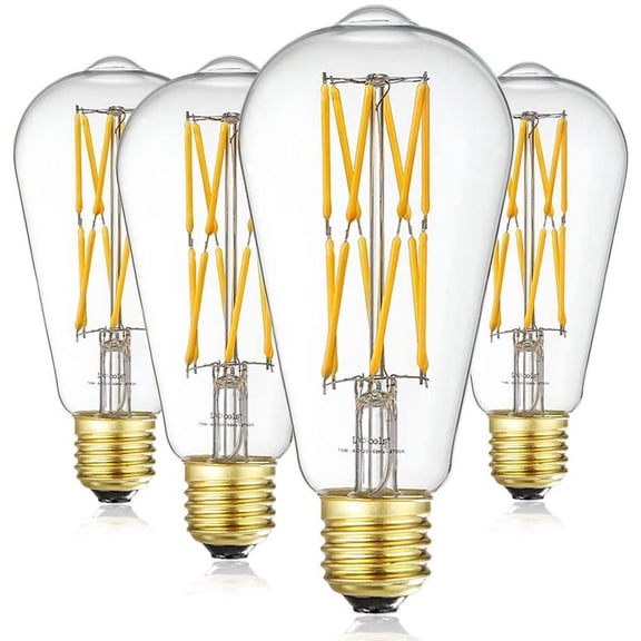 YANTON VintaYANTON 10W YANTON Edison Bulb Dimmable, 100W Equivalent Antique Style Filament Light Bulbs, Clear Glass, Warm White 2700K, 1200LM, E26 Base, Decorative, 360 Degrees Beam Angle, Pack of 4.