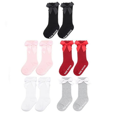 

Soft Cotton Non-slip Lace Knee High Long Girls Socks Newborn Baby Infant Bow Socks