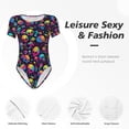 thumbnail image 4 of Fotbe Skull rainbow color mushroom Body de Mujer con Cuello Redondo y Mangas Cortas, Sin Mangas Ajustado, Suave, Cómodo y Básico-Large, 4 of 7