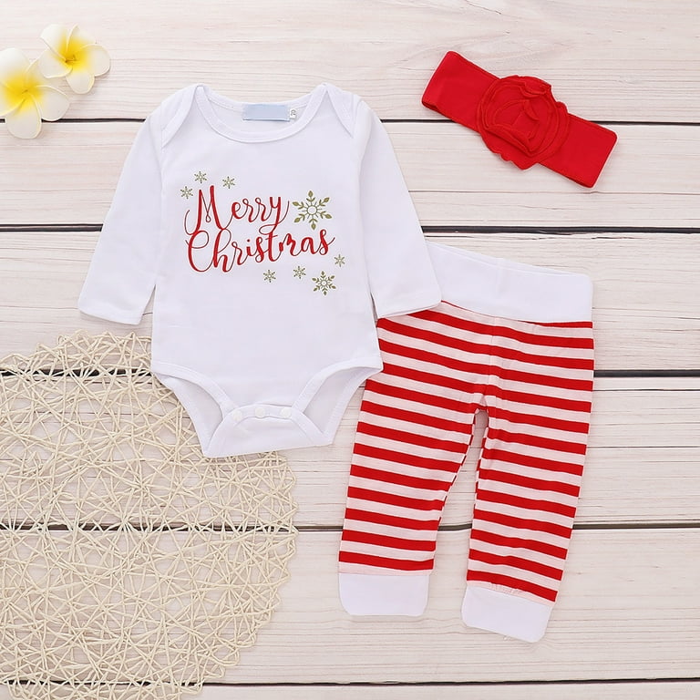 FAOWME Child Baby 1st Christmas Outfits Letter Print Christmas