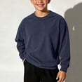 thumbnail image 6 of Squevariel Boys and Girls Long Sleeves Sweatshirt Corduroy Solid Color Round Neck Sweatshirts Casual Loose Pullover Top for 1-14Y, 6 of 7