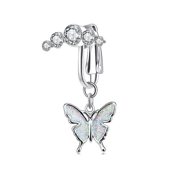 Colgante de mariposa para uñas sin perforar, anillo para ombligo, uña postiza que gotea aceite, adorno para ombligo con forma de mariposa