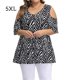 thumbnail image 1 of Camisa de mujer Blusa estampada con hombros descubiertos y manga corta con cuello en V, Negro, 5XL sidaley AP002468-20, 1 of 5