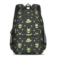 thumbnail image 2 of Alien and UFO Black Pattern Backpack for School, Cute School Bag with Adjustable Shoulder Straps and Padded Back, 16.9"x12.6"x5.9", 2 of 5