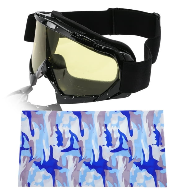 Gafas de conducción de motocicleta Unique Bargains 1 juego PC TPU gafas de sol para deportes al aire libre motocross bicicleta de tierra lente amarilla marco blanco negro