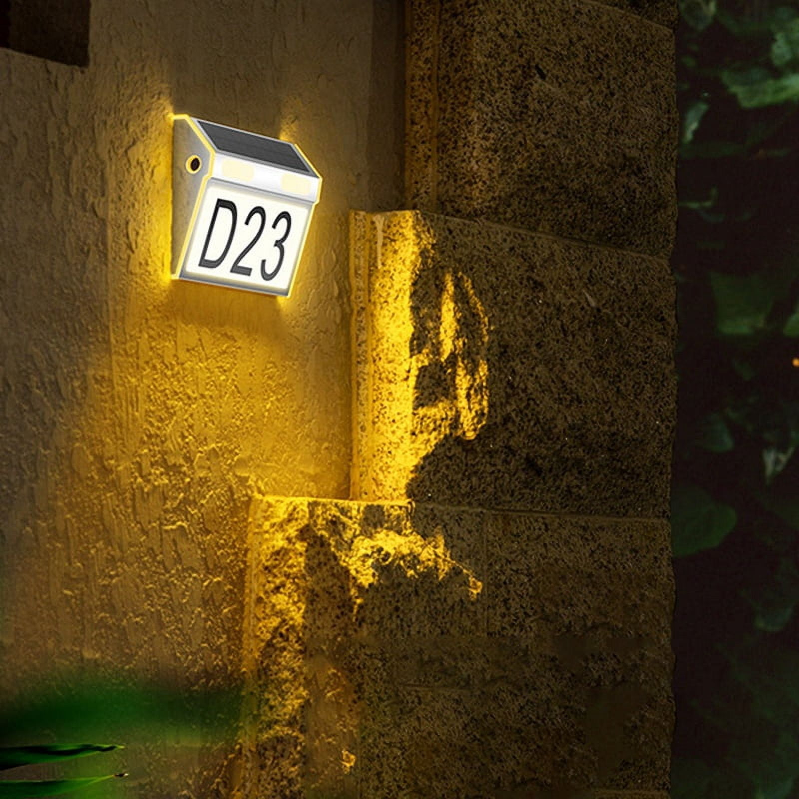 Solar House Number Light, Door Numbers LED Lights Outdoor with IP65 Waterproof Material with 3 Lighting Modes,1 x solar light,silver