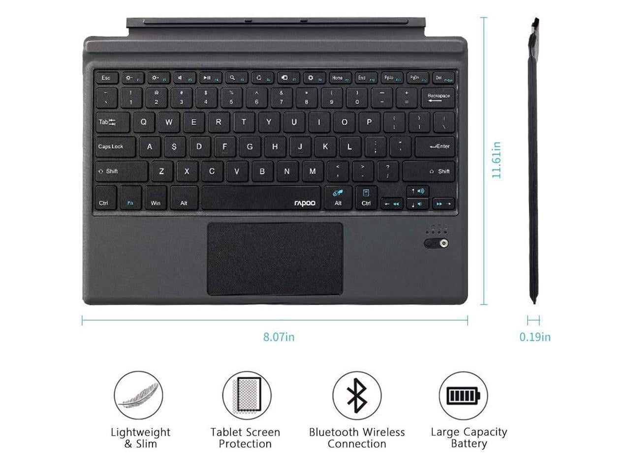 Werleo Ultra-Slim Wireless Bluetooth Keyboard with Trackpad for Surface Pro,Black