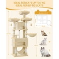 thumbnail image 6 of Cat Tree, 69.3‑Inch Tall Multi‑Level Cat Tower for Indoor Cats with 7 Sisal Scratching Posts, 3 Platforms and 2 Cat Caves, Suitable for Indoor Cats, Beige, 6 of 8