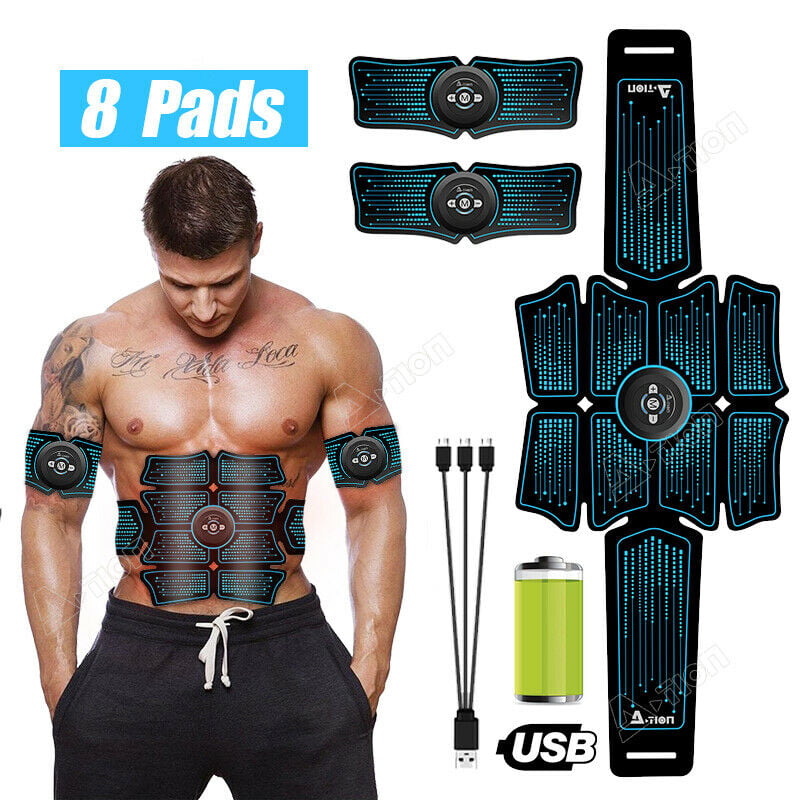 8 Pads Abs Abdominal Muscle Toner EMS Muscle Stimulator Fitness Trainer Training 