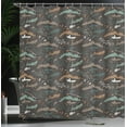 thumbnail image 4 of Ambesonne Fishing Theme Shower Curtain, Fishes and Fishermans, 69"Wx70"L, Dark Taupe Multicolor, 4 of 5