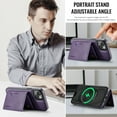 thumbnail image 4 of for iPhone 13 Detachable Magnetic Wallet Case with RFID Blocking Card Slots, PU Leather Kickstand Cover with Magnetic Clasp, Shockproof Drop Protective Classic Flip Case, Purple, 4 of 10
