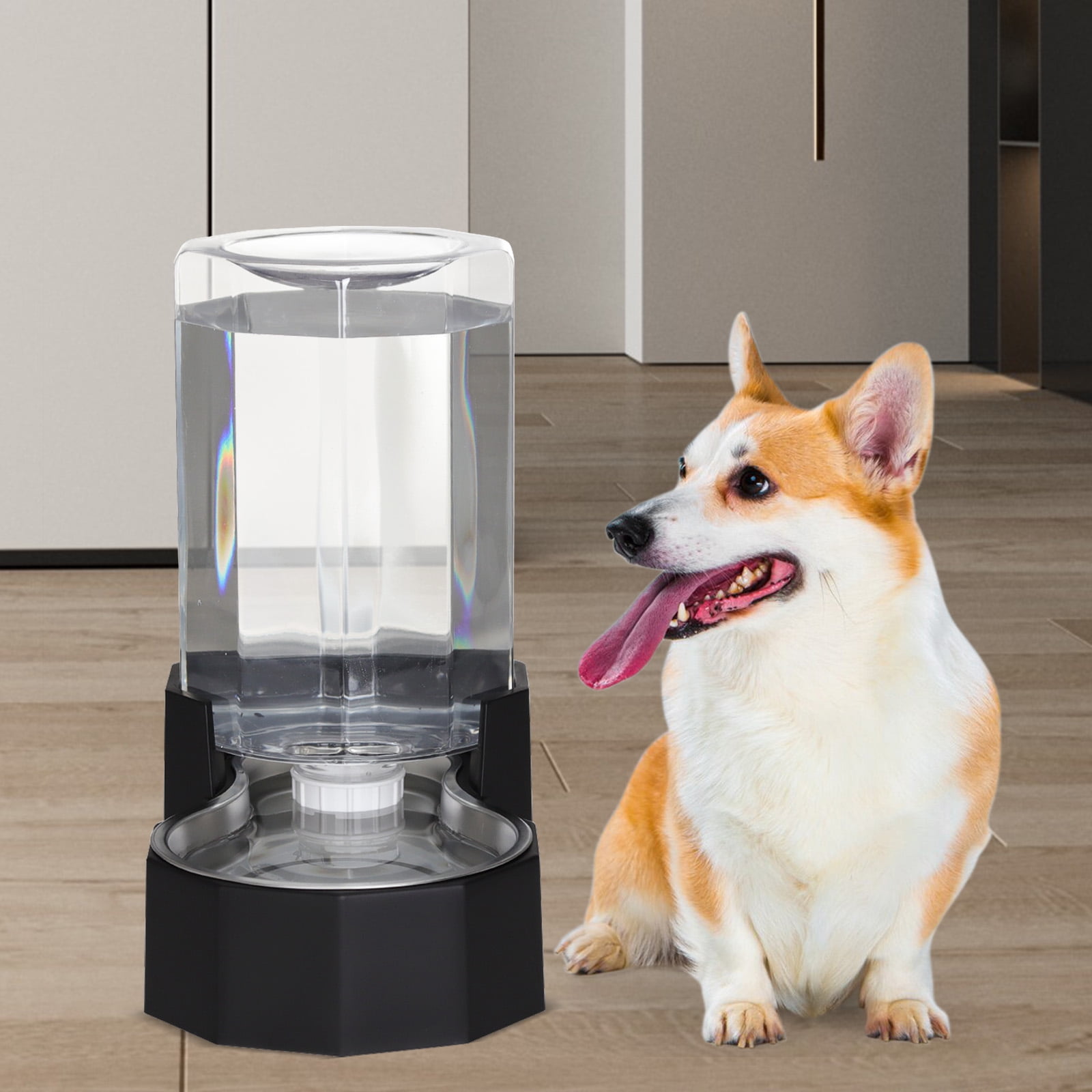 RIZZARI Black 6L Stainless Steel Pet Water Fountain: Automatic Gravity Stainless Steel Water Dispenser - 100% BPA-Free Waterer  for Dogs and Cats