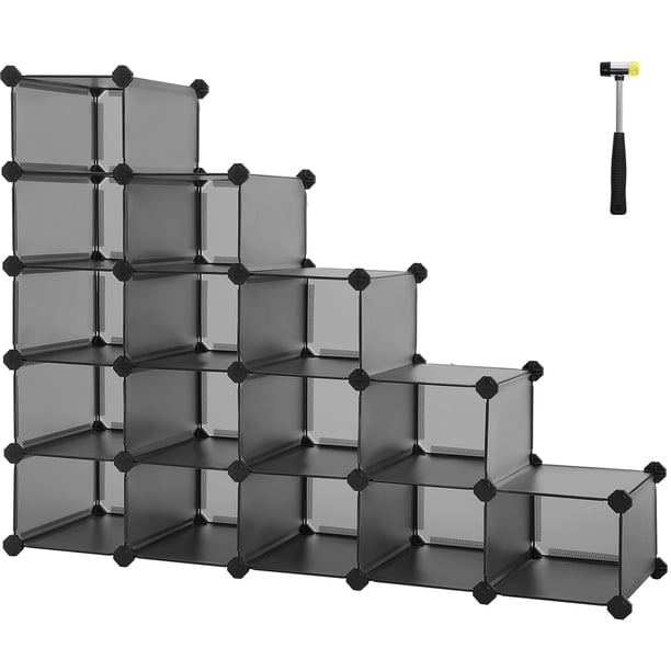 Estante para zapatos SONGMICS ULPC445G01, 15 ranuras, plástico gris, que ahorra espacio