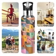 thumbnail image 7 of Yayeee 33oz Insulated Water Bottle Double Wall Stainless Steel with Flip Straw Lid, Purple Cityscape Painting, 7 of 7