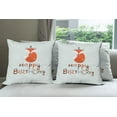thumbnail image 6 of Ambesonne Vintage Throw Pillow Cover 4 Pack, Fox Greeting Text, 16", Almond Green Orange, 6 of 7