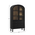 thumbnail image 4 of Walker Edison Modern Arched Bookshelf Glass Door Cabinet with Lower Drawers, Black, 4 of 24