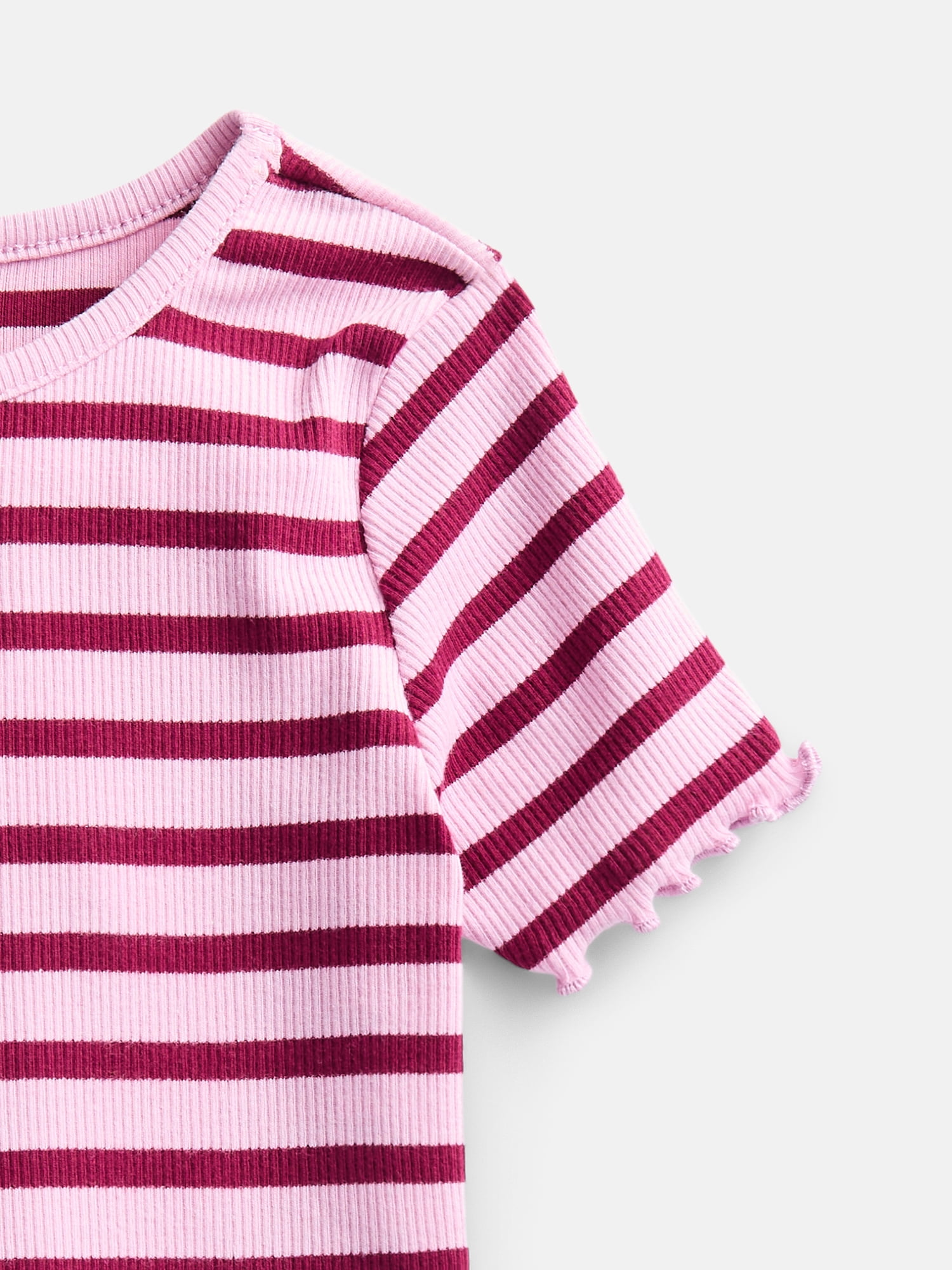 Wonder Nation Toddler Girls' Ribbed Tee with Short Sleeves, Sizes 18M-5T