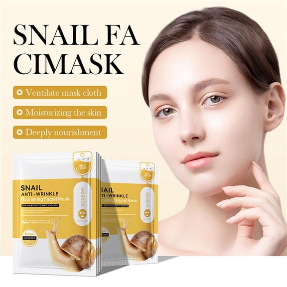 Hauiodp Snail Moisturizing Silk Tearing Facial Mask 10 Piece Facial Mask 30ml