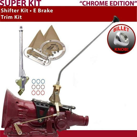 American Shifter 2004R Shifter Kit Chrome 23 in. E Brake Trim Kit for F4D12