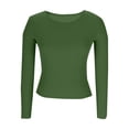 thumbnail image 4 of GEWSEY Womens Long Sleeve Shirts Fall Tops Crew Neck Base Layer Ribbed Slim Fitted Pullover (Green, XXL), 4 of 6