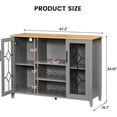 thumbnail image 2 of Wine Bar Cabinet with LED Lights, Liquor Storage Cabinet with Wine & Glass Rack, Buffet Sideboard with Storage, Coffee Bar Cabinet with Adjustable Shelves, 47.2 Inches, Dark Grey, 2 of 8