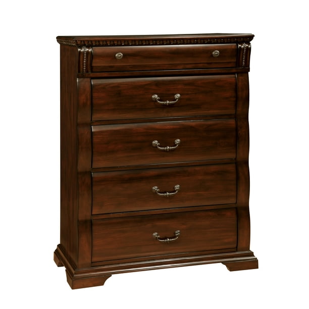 Furniture of America Nielene Transitional 5Drawer Chest, Cherry