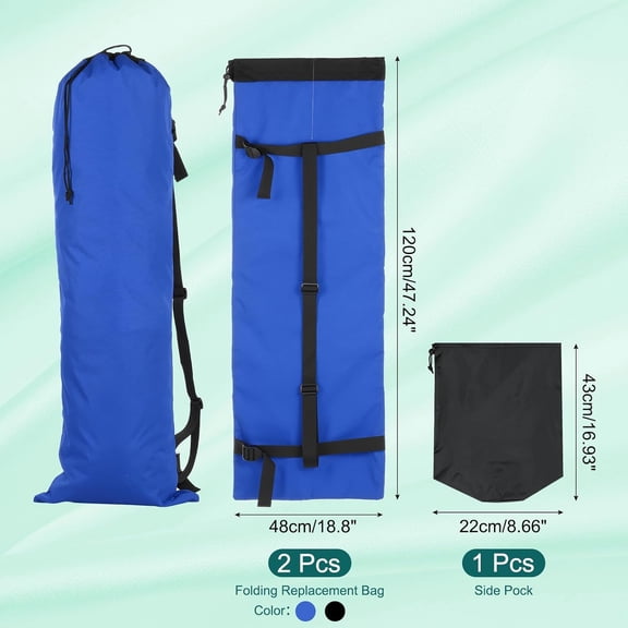 Foldable Camp Chair Replacement Bag, 2 Pcs Camping Chairs Folding Chair Carry Bag with Adjustable Shoulder Strap for Outdoor Camping Fishing Storage, Blue, Black