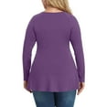 thumbnail image 4 of Plus Size V Neck Long Sleeve Tops for Women Solid Color Casual Pleated T-shirt Spring Autumn Lightweight Blouse,Female Plus Size Slim Fit Pullover Tops,L-5XL, 4 of 5