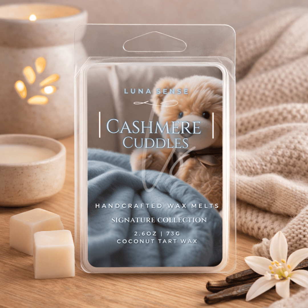 Luna Sense Cashmere Cuddles Wax Melts, Cozy Cashmere Vanilla Scent, Warm Creamy Fragrance, 3 Pack, 18 Cubes Total