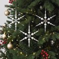 thumbnail image 4 of Snowflake Beads Christmas Ornaments for Tree Wreath Mantel Fireplace Home Holiday Party Hanging Decor, 5.9in Plastic Metal Pendant for Winter Window Garland Festive Decor, Christmas Wreath, Silver, 4 of 6