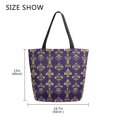 thumbnail image 5 of FORMRS Womens Canvas Tote Bag with Zipper Inner Pocket Shoulder Handbag, Purple Flowers Pattern, 5 of 7