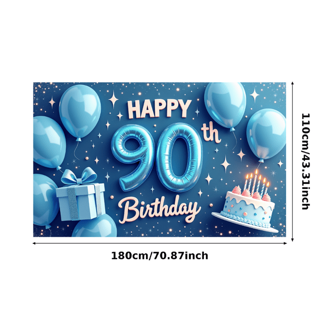 Blue Balloons Happy Birthday Cake Banner Milestone Party Gift Box for Celebration Event Decoration