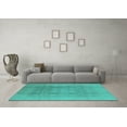 thumbnail image 3 of Ahgly Company Machine Washable Indoor Round Oriental Turquoise Blue Industrial Area Rugs, 5' Round, 3 of 4