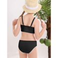 thumbnail image 3 of Conjunto de bikini acanalado para niñas Century Star, negro, de 10 a 11 años, 3 of 6