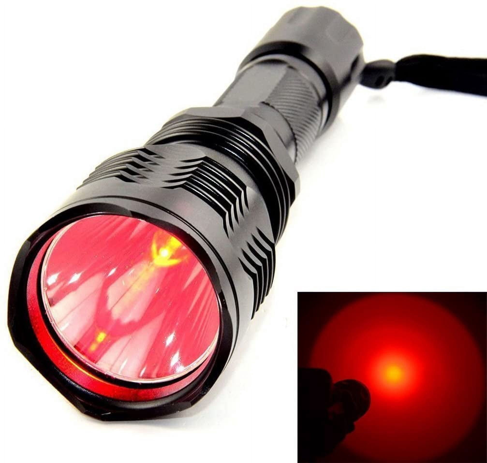 QJUHUNG High Power One Mode Red LED Flashlight,Powerful Single Mode Red Flashlight for Night Observation,Black