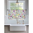thumbnail image 3 of Sheer Curtains 45 Inch Length 2 Panels Set for Kitchen, Watercolor Floral Semi Sheer Curtains for Windows, Purple Flower Leaf Spring Summer Voile Window Treatments Rod Pocket Curtain, 3 of 7