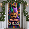 thumbnail image 6 of Black Design Mardi Gras Banner Gold Crown Accent Carnival Display Purple Green Color Jester Mask Pattern Festive Backdrop for Mardi Gras Party Carnival Celebration Indoor Decoration, 6 of 9